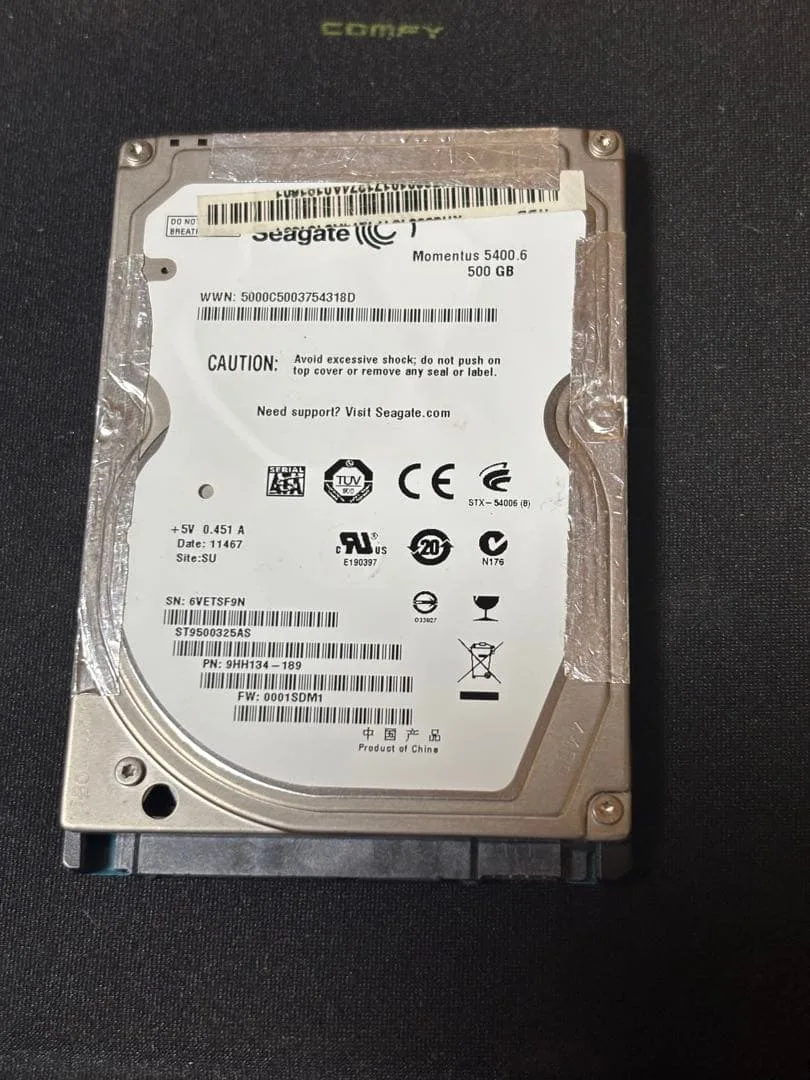 Seagate 2.5インチ HDD 500GB 本体 ST9500325AS