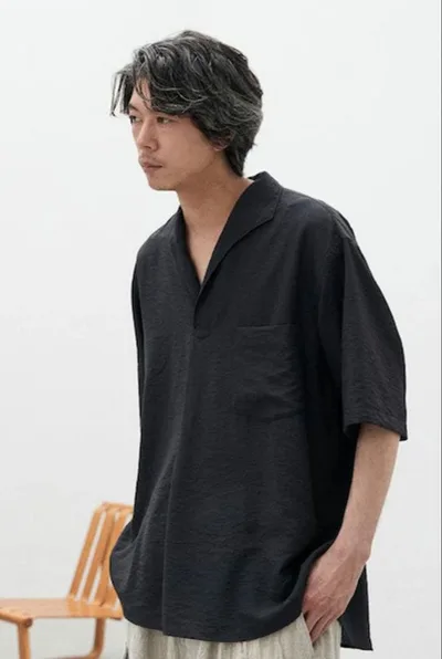 LIDNM リドム RAYON WASHER SKIPPER SHIRT