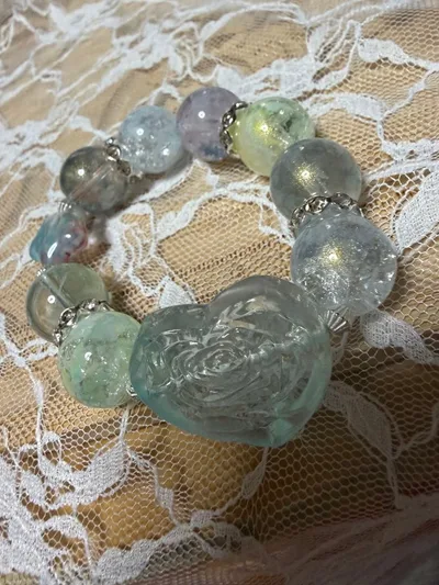 ハンドメイド ビーズブレスレット ローズ 星