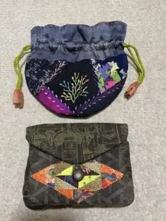 ハンドメイド パッチワーク ポーチ 2個セット