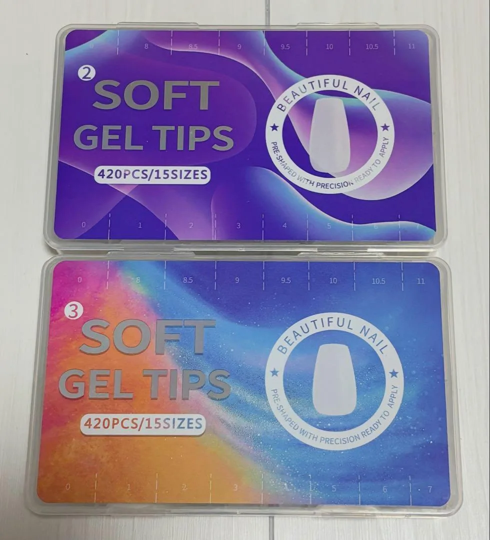 SOFT GEL TIPS ネイルチップクリア バレリーナ型 2種セット