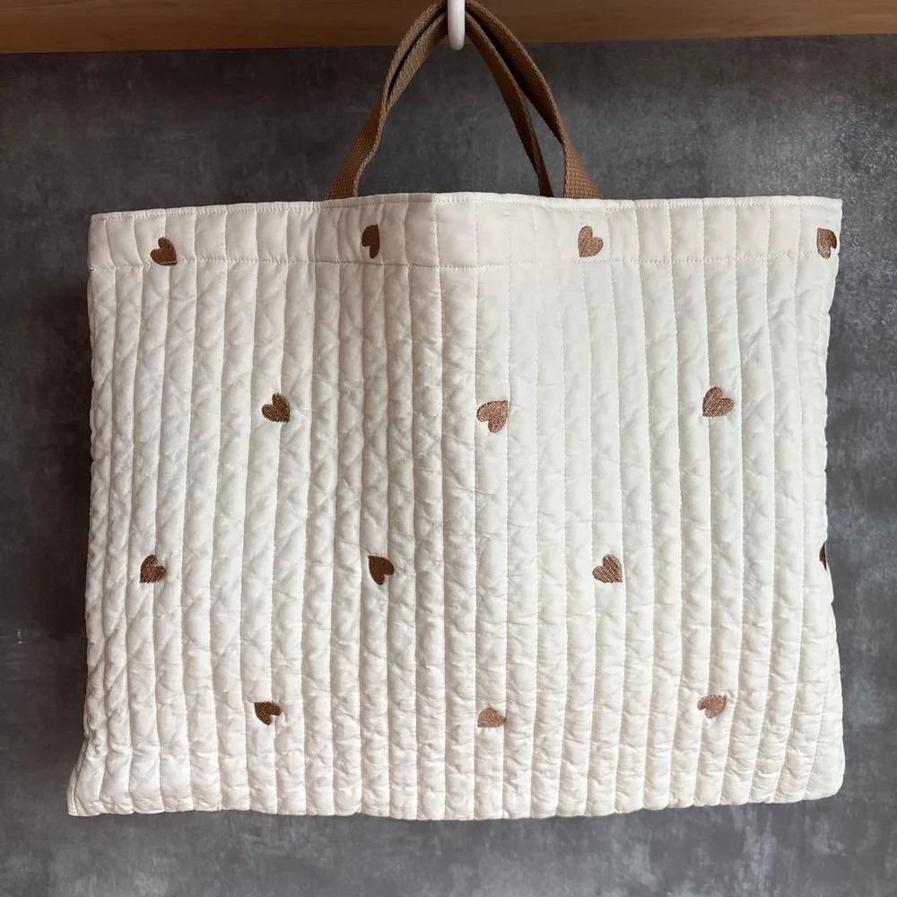 レッスンバック ヌビ イブル ハート ベージュ ハンドメイド 絵本バック