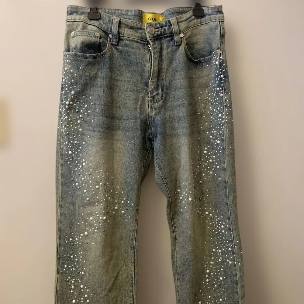GUAPI オリーブ パールズ ストレート レッグ デニムパンツsize30