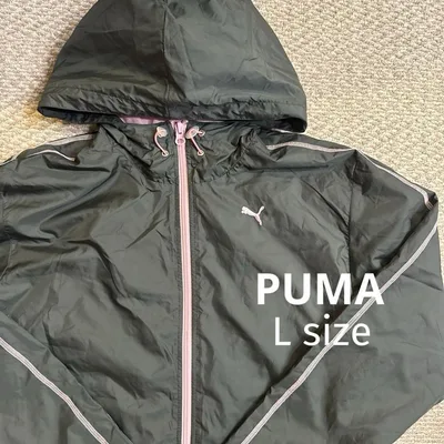 PUMA プーマ ウィンドブレーカー フード付き ブラック×ピンク レディース