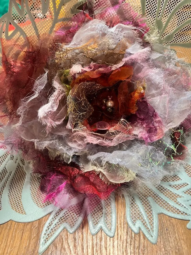 美品 ハンドメイド フラワー ヘッドドレス コサージュ