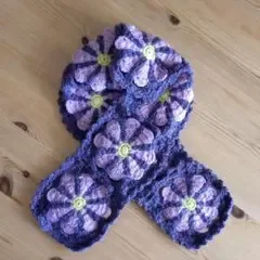 ハンドメイド デイジーグラニースクエアクロスマフラー (モーヴ)