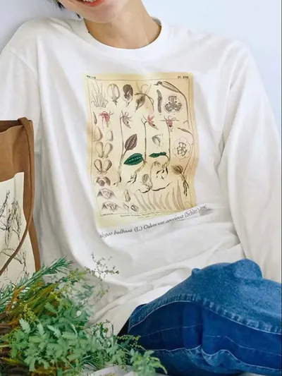 IEDIT プリントTシャツ ロングTシャツ ホワイト LL