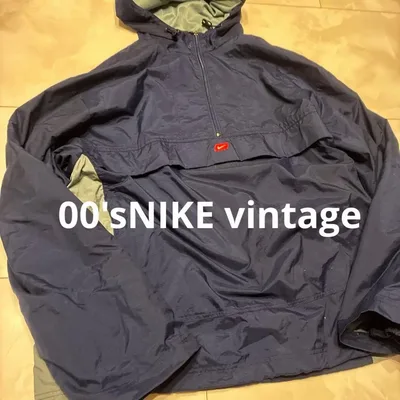 【銀タグ 00s】NIKE ハーフジップ ナイロンジャケット ネイビー S