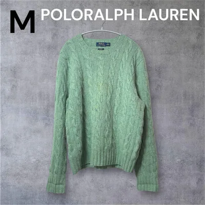 POLO RALPHLAUREN 長袖 ニット M 緑 クルーネック シンプル
