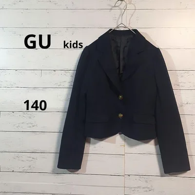 美品 ネイビー テーラードジャケット ゴールドボタン キッズ 140cm /90