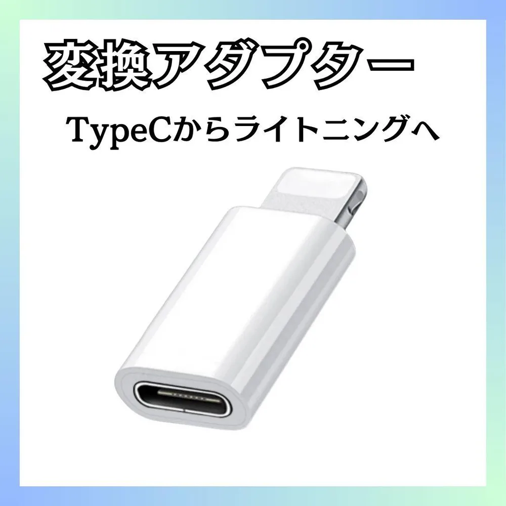 タイプⅭ→ライトニング 変換アダプター白 typeⅭ iPhone充電 ホワイト