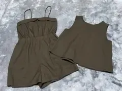 GU キャミソール ショートパンツ セットアップ 黒 L
