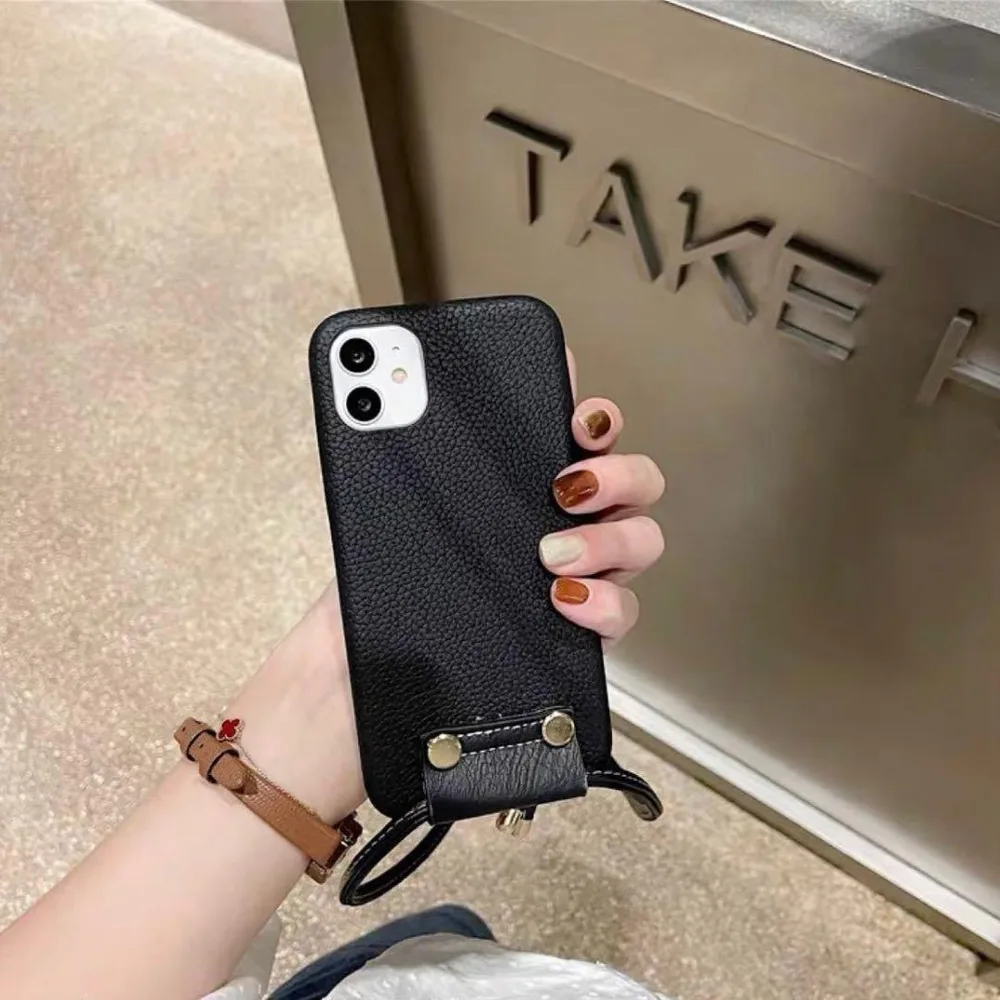 iPhoneケース iPhone 12 12pro ショルダーケース 紐付 黒