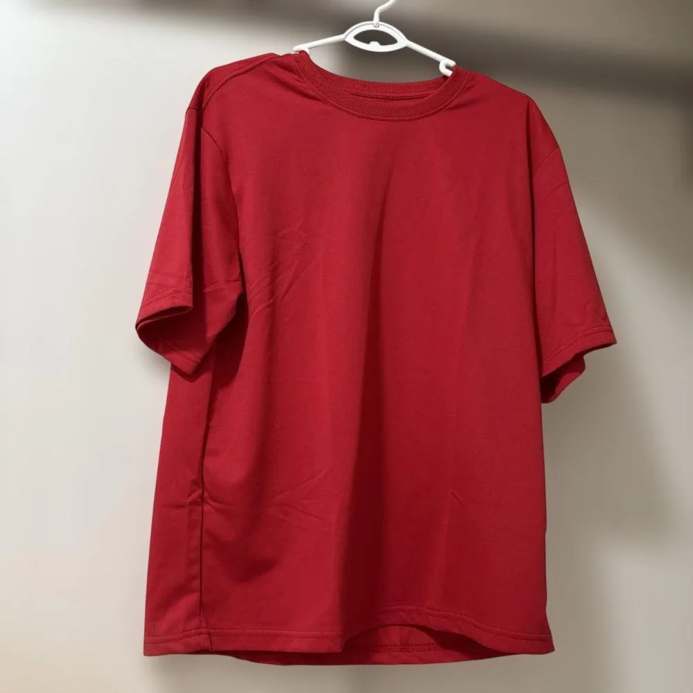 無地 クルーネック Tシャツ レッド メンズ