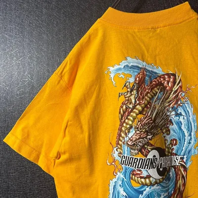 【龍】古着 メンズ 90s Tシャツ ドラゴン イエロー 1点物 バックプリント