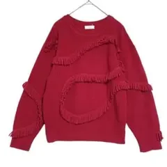INOUI イヌイ フリンジデザイン 厚手ニット ピンク