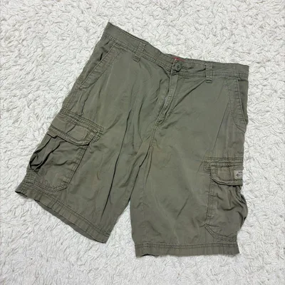 ユニオンベイ ハーフパンツ L相当 無地 カーゴショートパンツ オリーブ