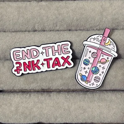 END THE PINK TAX&ドリンク ピンバッジ 2点セット
