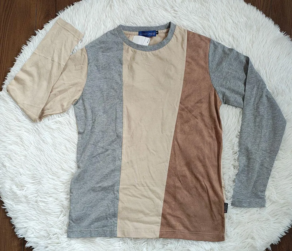 【新品タグ付】HK WORKS LONDON 切替長袖Tシャツ M ベージュ