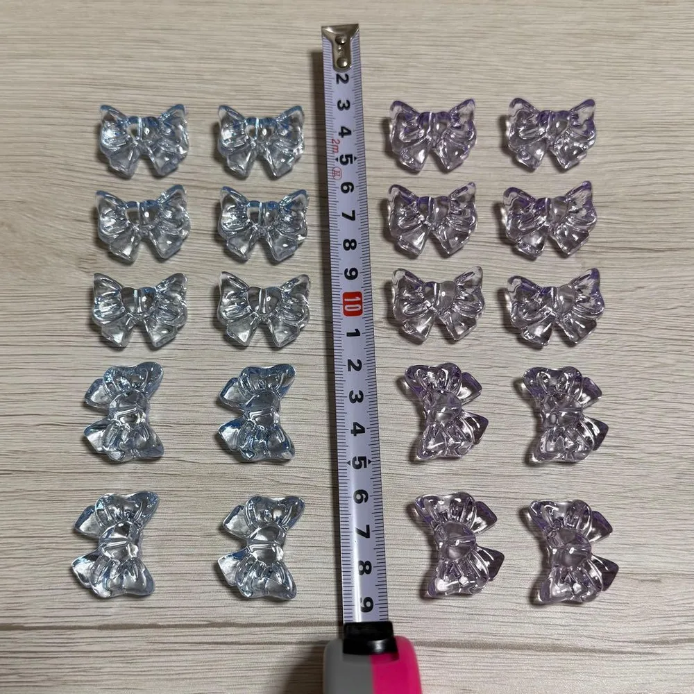 ハンドメイド リボン ビーズ ブルー パープル デコレーションパーツ 20個