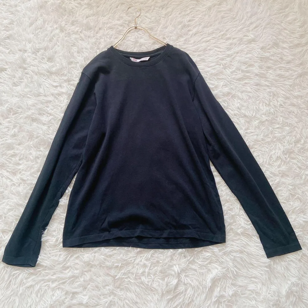 ZARA 長袖 カットソー ブラック Mサイズ コットン100% クルーネック