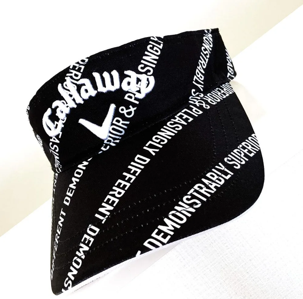 ★超美品★Callawayキャロウェイ★総ロゴ&ロゴ刺繍!サンバイザー★黒ロゴ
