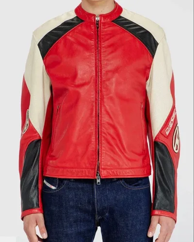 DIESEL レザージャケット ライダース レッド