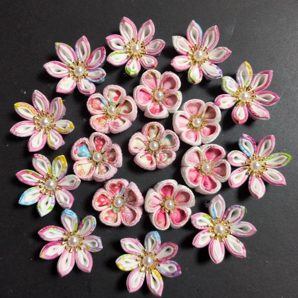つまみ細工お花のパーツ 二重剣つまみ丸つまみ