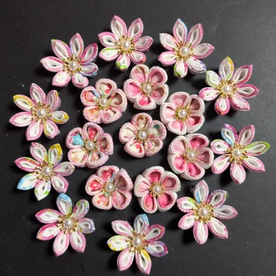 つまみ細工お花のパーツ 二重剣つまみ丸つまみ