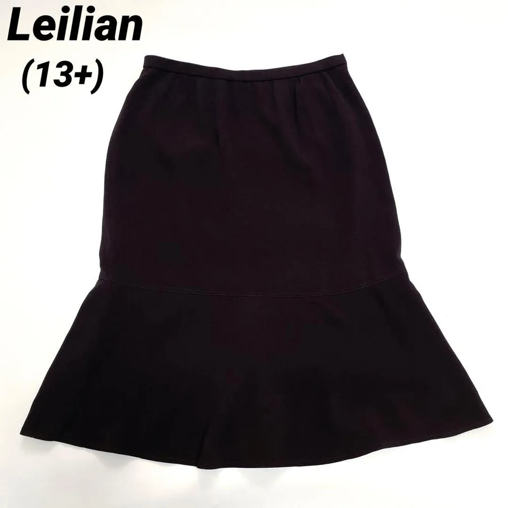 大きいサイズ Leilian レリアン フレアスカート 茶色 ブラウン キュプラ