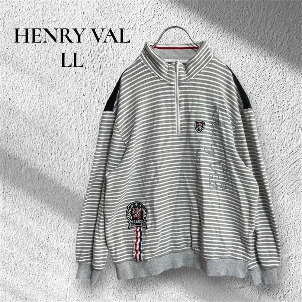 【HENRY VAL】【LL】ハーフジップ トレーナー スウェット カジュアル