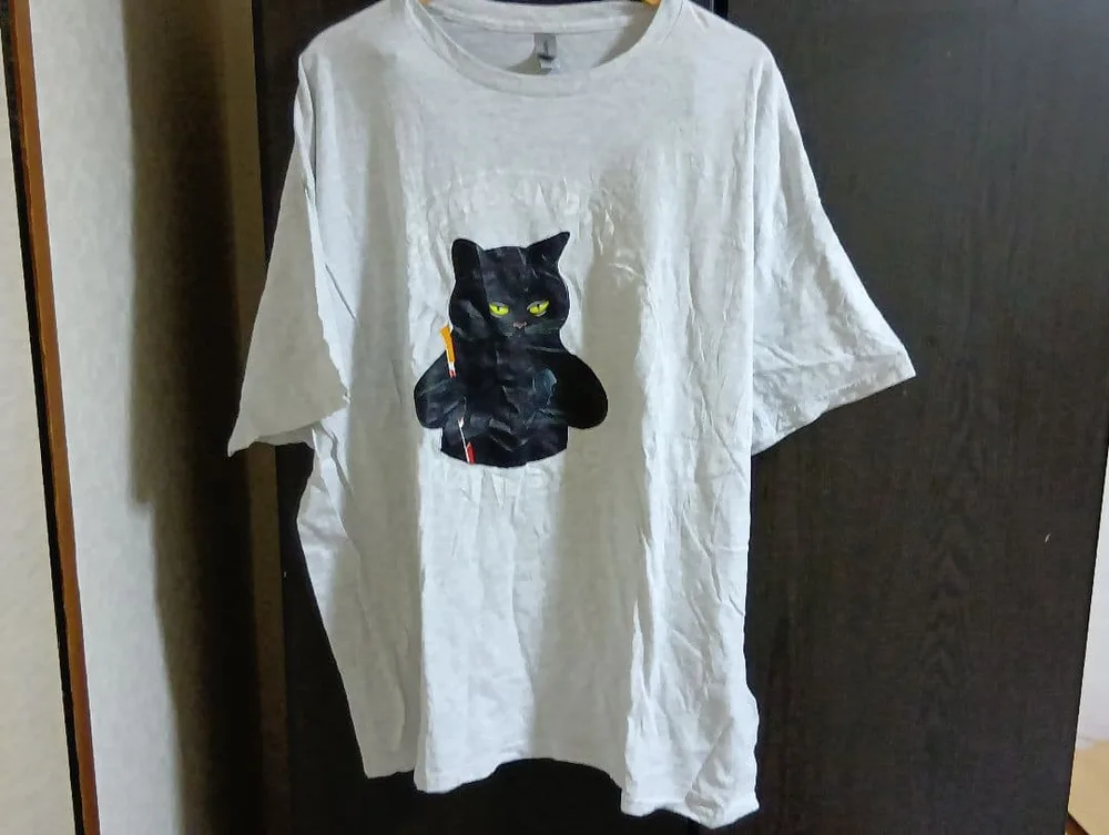 半袖Tシャツ ホワイト 猫 グラフィック プリント 471