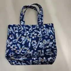 リバティ花柄 トートバッグ ブルー