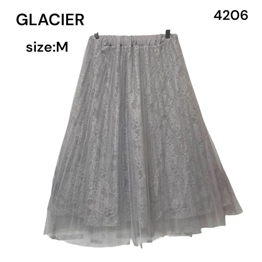 GLACIER グラシア レース フレアスカート グレー M レース おしゃれ