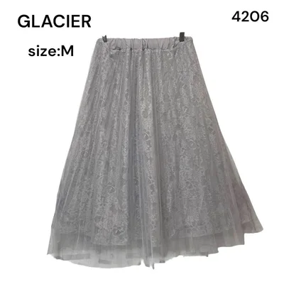 GLACIER グラシア レース フレアスカート グレー M レース おしゃれ