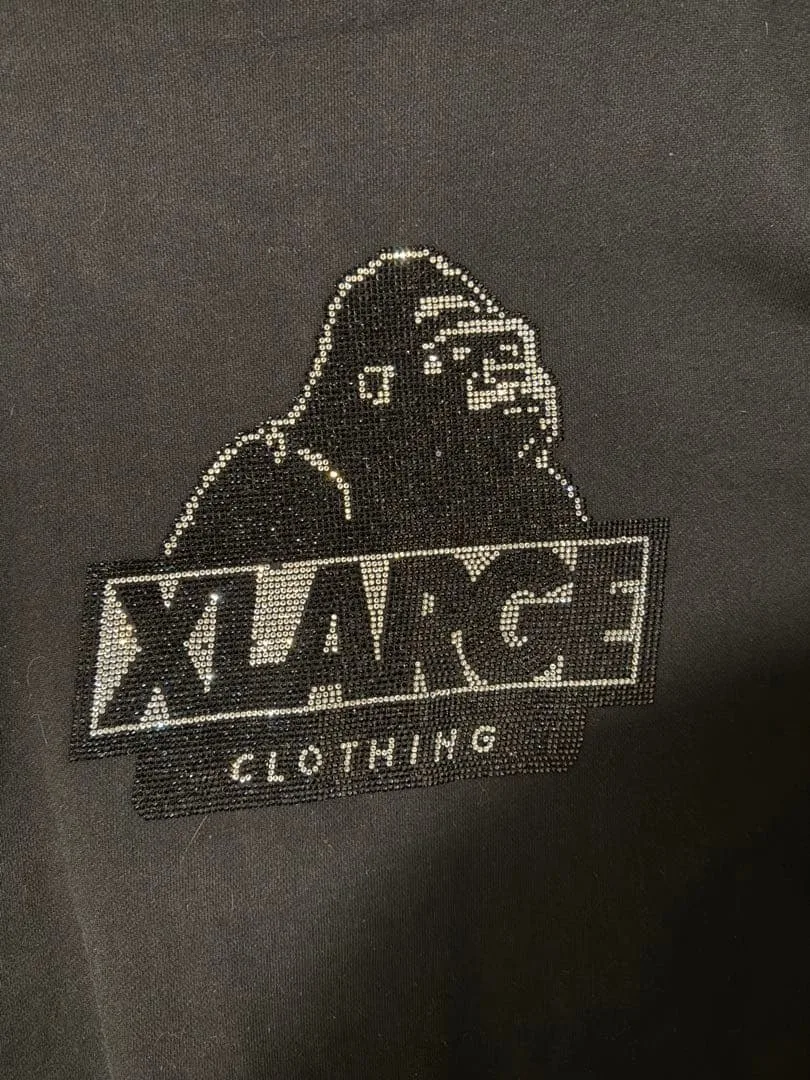 XLARGE ジップアップパーカー ラインストーンパーカー(XL)ブラック