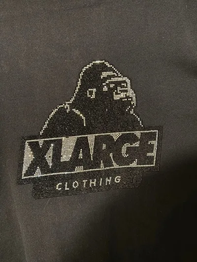 XLARGE ジップアップパーカー ラインストーンパーカー(XL)ブラック