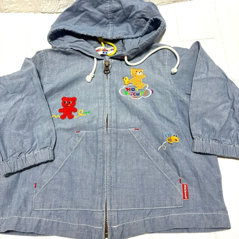 ミキハウス ホットビスケッツ パーカー 90cm デニム風 ジャンパー