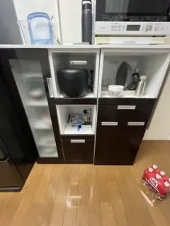 キッチンカウンター 食器棚 収納棚 ダークブラウン