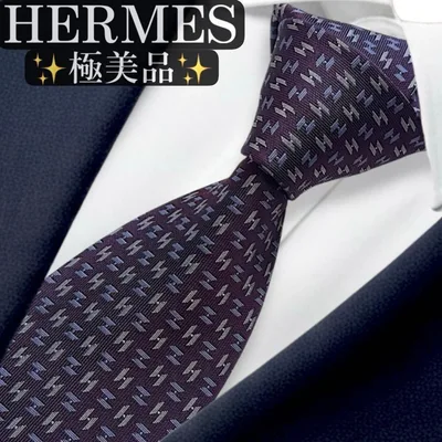 極美品✨HERMES ネクタイ エルメス ファソネ H柄 Hロゴ 【B】