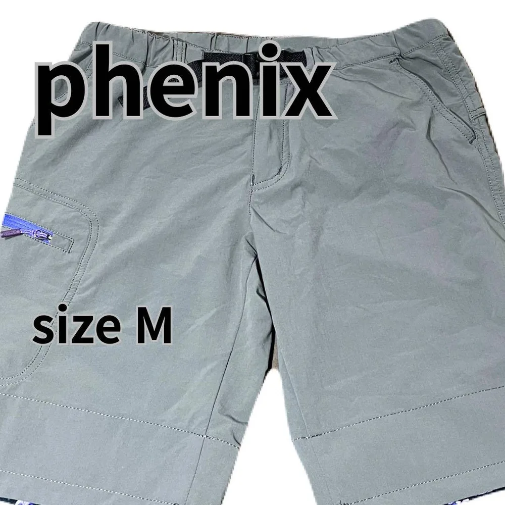 美品 フェニックス アラートショートパンツ M グレー 登山 花柄 紫 2WAY