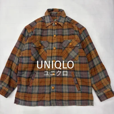UNIQLO オールド 裏ボア チェック シャツジャケット M ブラウン