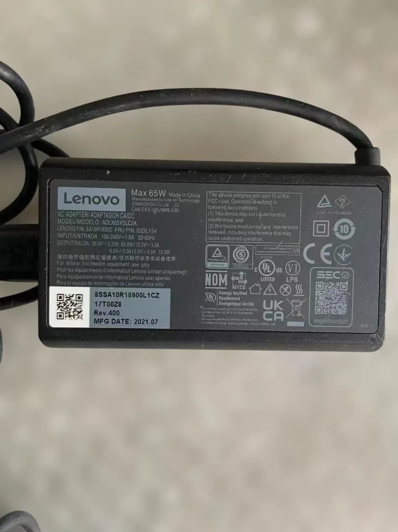 Lenovo 純正 ACアダプター 65W TypeC充電器 5個セット