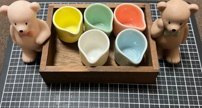 ミニチュア くまの置物とミニピッチャーセット