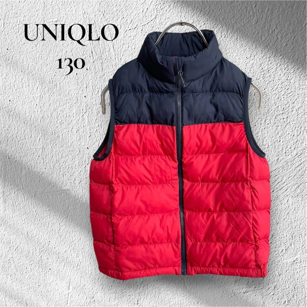 【UNIQLO】【130】軽量 薄手 運動 学校 通学 紺 赤 ユニクロ キッズ