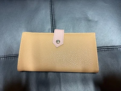 ベージュ×ピンク 長財布 カードケース