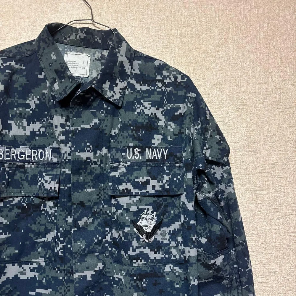 U.S. NAVY デジタルカモ 作業シャツ SMALL-LONG 米軍放出