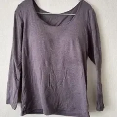 長袖カットソー パープル UネックLL