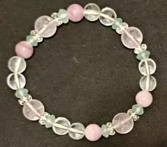 天然石ブレスレット パワーストーン ピンク・クリア・グリーン