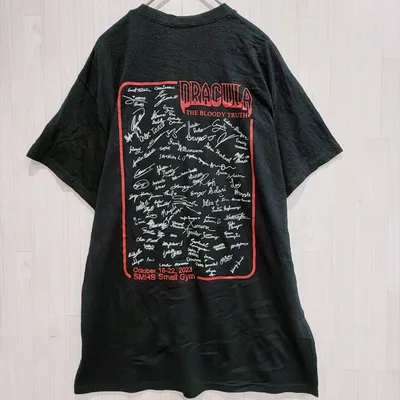 ギルダン Tシャツ クルーネック 半袖 バックプリント 黒色 綿混 ストリート